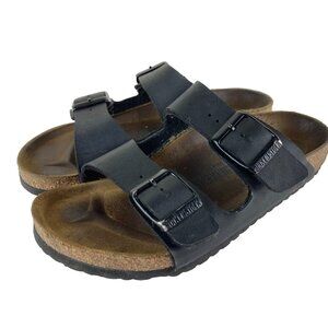 Birkenstock Kid's Size 12 /12.5 30 black Leather Sandals Boy Girl Comfort Shoe